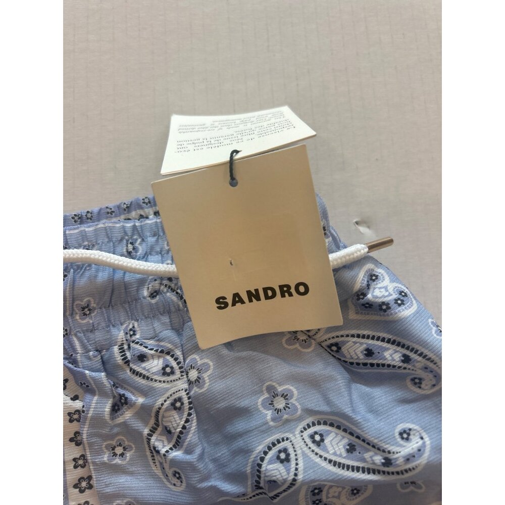 Sandro Judy Paisley Print Drawstring Shorts Blue Size 40 NWT - Picture 7 of 8